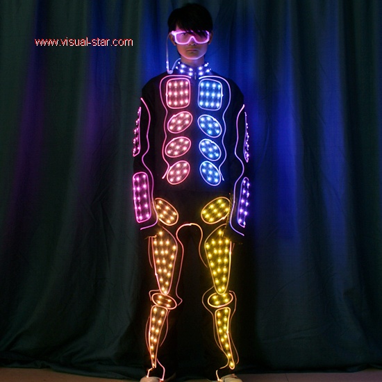 Led light up jumpsuit with led glasses