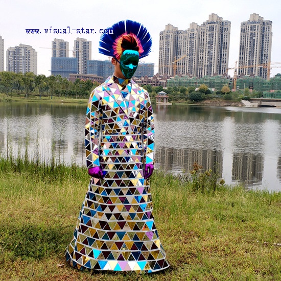Mixed color mirror dress for performance