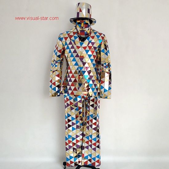 mixed color mirror man costumes