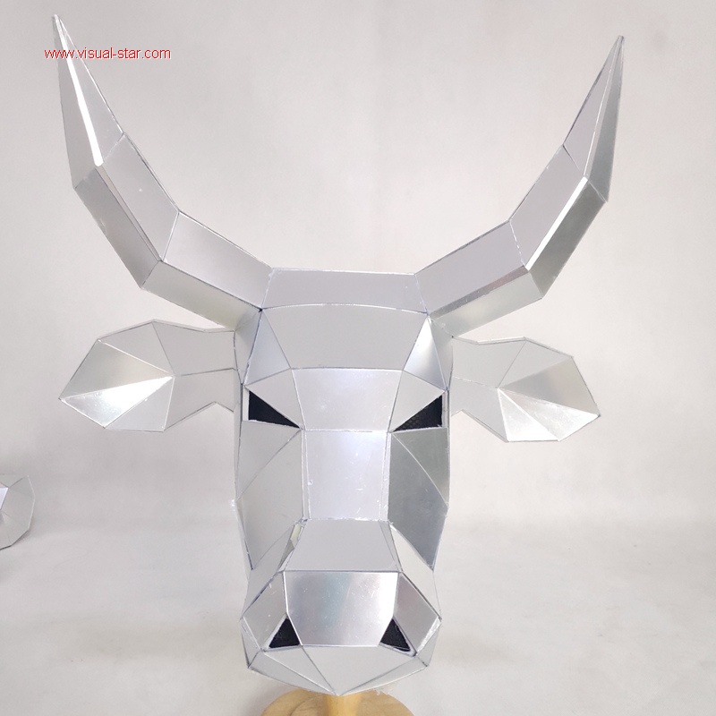 Discoball mirror bull head helmet cow mask