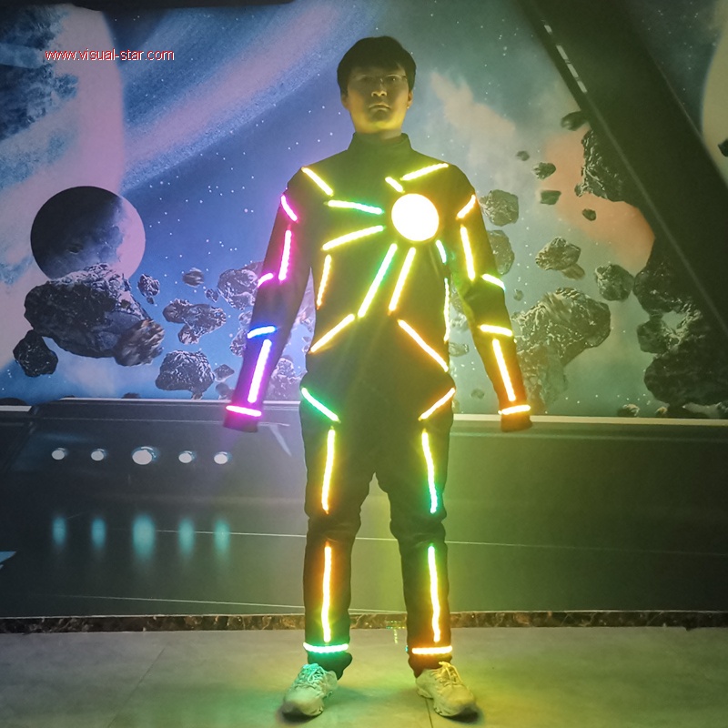 Led light tron dance suit