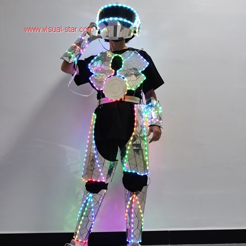 Led镜面演出机器人服装演出道具