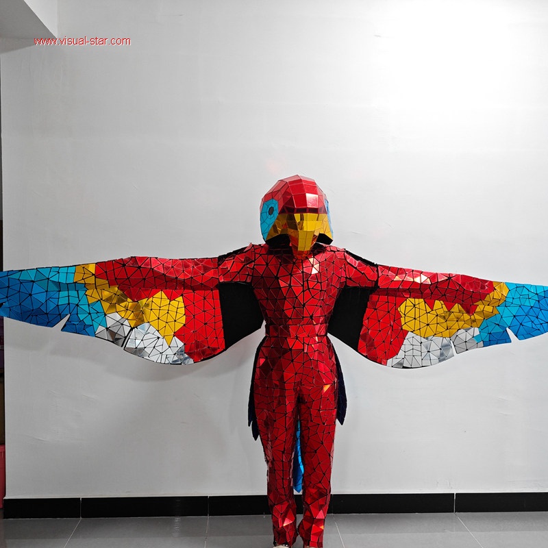 colorful mirror parrot dance costume
