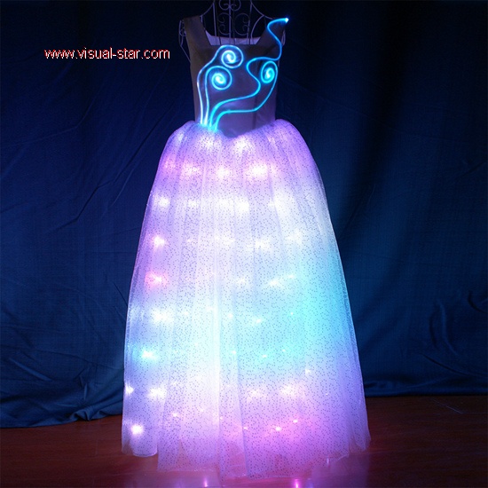 Full color fiber optic led dresses