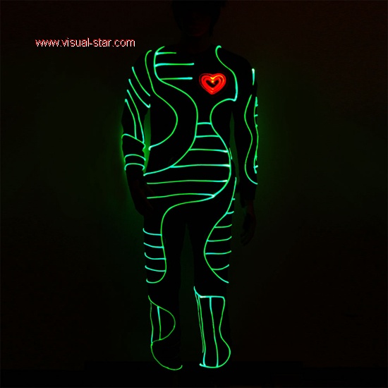 Led light costumes,led dance suit,light up skeleton costume