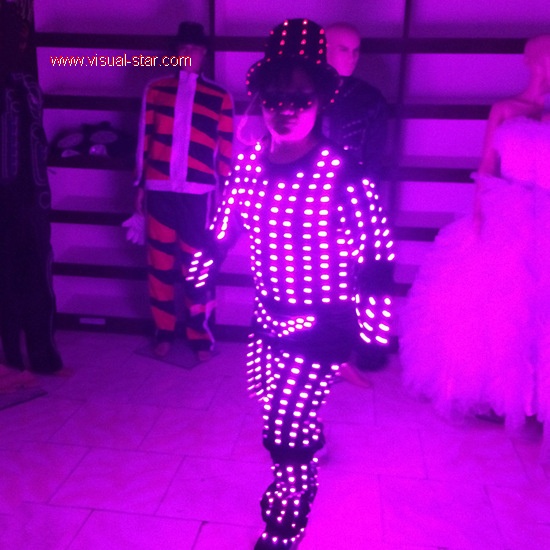 Led light clown performance costume