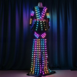 Lady led light walk stilts costume