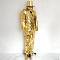 Silver golden mirror man dance