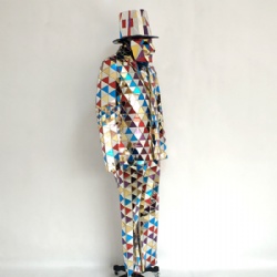 mixed color mirror man costumes
