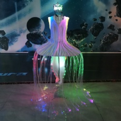 Led light up fiber optic belly dance dress
