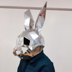 Mirror bunny rabbit performance head DJ helmet