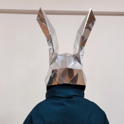 Mirror bunny rabbit performance head DJ helmet