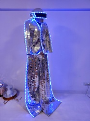 Silver mirror man led lights robot