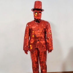 Red mirror man suit mirror costume