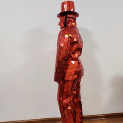Red mirror man suit mirror costume