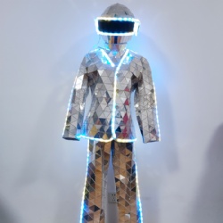 Led mirror man silver discoball dancer