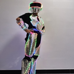 Led mirror piece robot costume