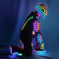 Full color led light clothing with led helmet,gloves and shoescover